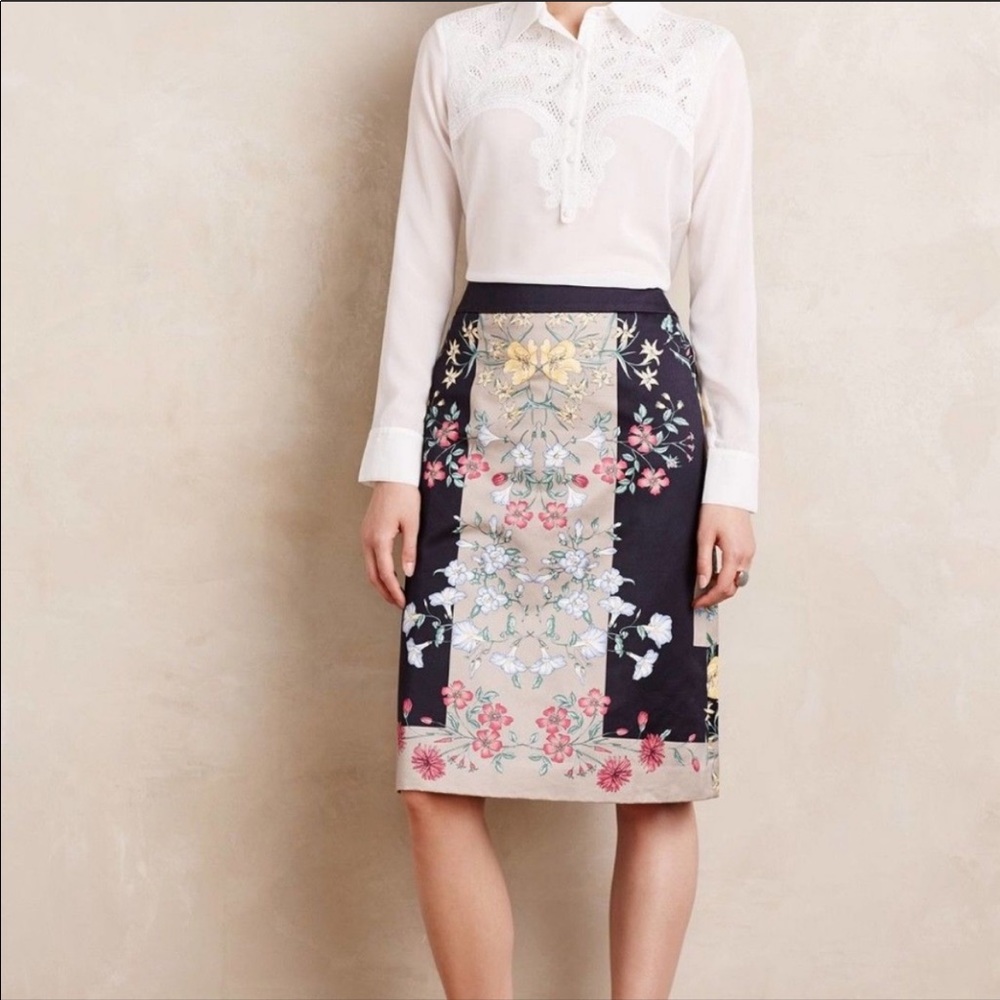 Anthropologie NWT Moulinette Souers Black Pink Italian Safi Floral A-line Skirt - Picture 12 of 16